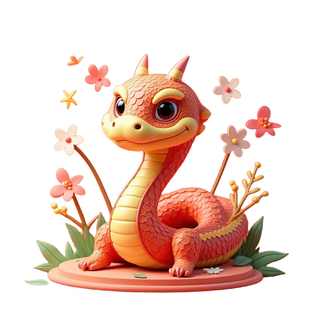 Charming Dragon in a Floral Garden